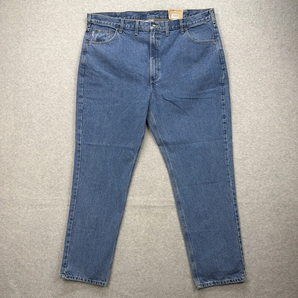 Carhartt Jeans Mens 46x34 Blue Denim Pant B18 DST Straight Traditional Taper NEW